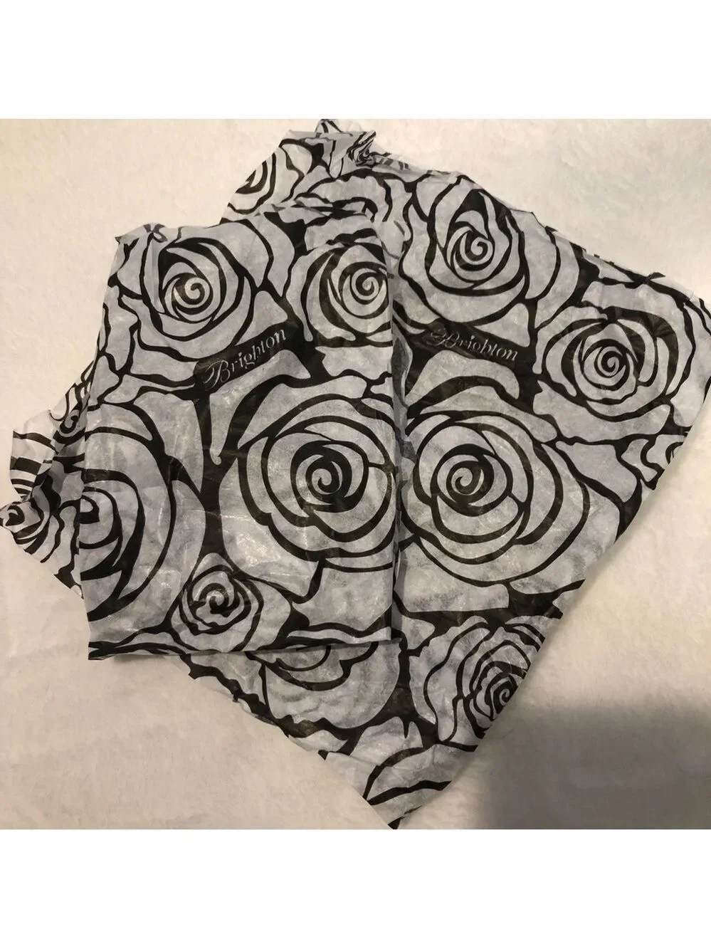 Small Brighton Black And Pink Roses Paper Gift Bag, Tissue Paper, and Gift Sack